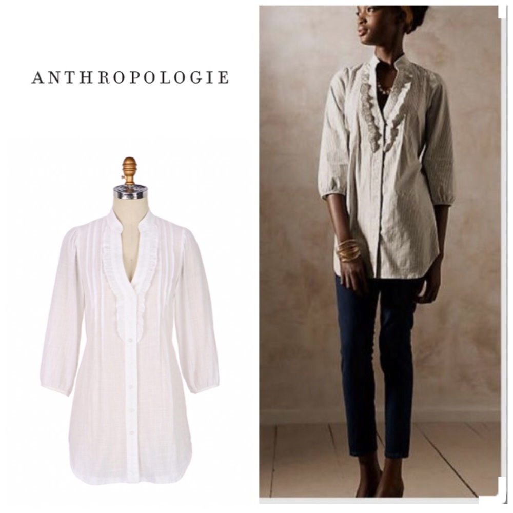 Anthropologie Side-by-side tunic - white